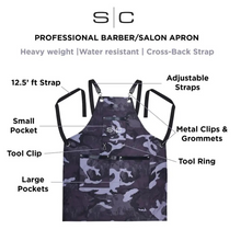 Load image into Gallery viewer, Gamma+ x StyleCraft Heavy Duty Barber Apron - Camo Black
