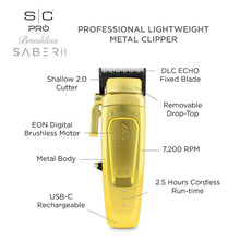 Load image into Gallery viewer, NEW StyleCraft Saber 2.0 Digital Brushless Motor Clipper - Gold