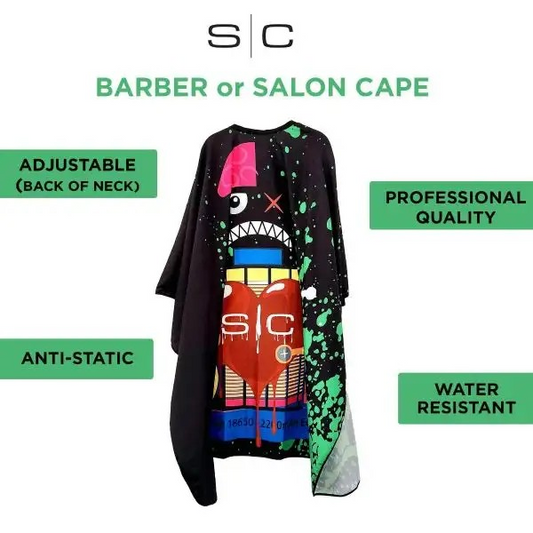 StyleCraft Waterproof Barber/Stylist Cape - Radioactive Black
