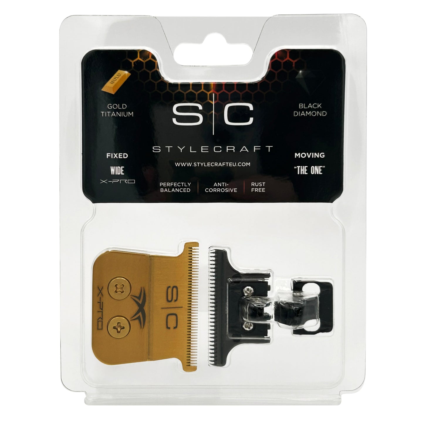 StyleCraft Trimmer Blade Set - Gold X-Pro WIDE Blade with THE ONE DLC Deep Tooth Cutter
