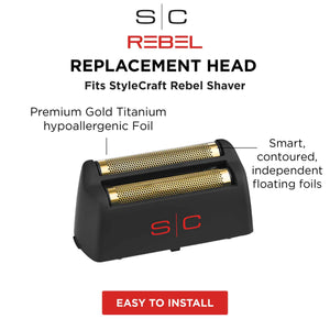 StyleCraft Rebel Foil Shaver Replacement Gold Titanium Head