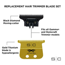 Load image into Gallery viewer, SC Stylecraft Wide Gold X-Pro Fixed Trimmer Blade with THE ONE Moving DLC Deep Tooth Cutter
